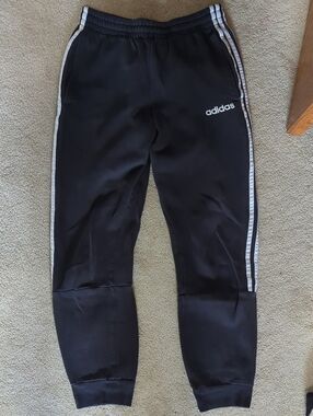 adidas Black Jogger Pants with White Side Stripes
